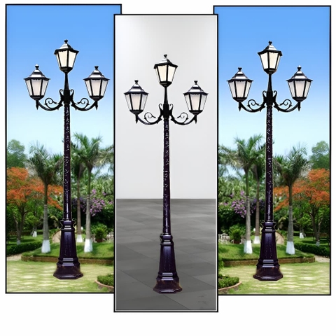 Cột Đèn Sân Vườn 3 Bóng chiếu sáng và trang trí cảnh quan cao từ 2m-5m ZALAA