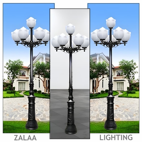 Cột Đèn Sân Vườn 5 Bóng chiếu sáng và trang trí cảnh quan cao từ 2m-5m ZALAA