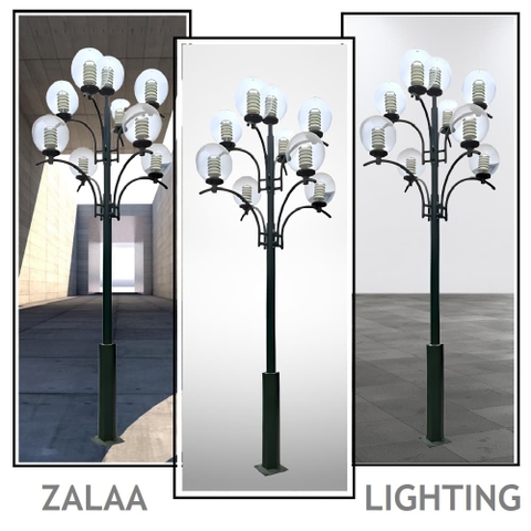 Cột Đèn Sân Vườn 3 Tầng 9 Quả Cầu Trắng ZCSV-9bong ZALAA