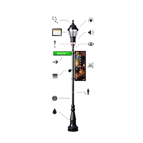 Cột Chiếu Sáng Thông Minh Sử Dụng Điện Lưới AC 220V Cho Khu Đô Thị, Bãi Đậu Xe, Công Viên, Smart City