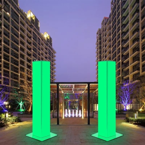 Cột Đèn Trang Trí Cảnh Quan Hộp MICA nhiều màu Chiếu Sáng Toàn Thân 30-70W Cao 2-5m