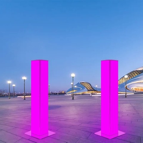 Cột Đèn Trang Trí Cảnh Quan Hộp MICA nhiều màu Chiếu Sáng Toàn Thân 30-70W Cao 2-5m