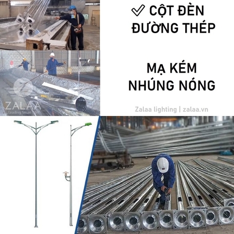 Cột Thép Mạ Kẽm Nhúng Nóng cho Cột Đèn Cao Áp từ 6-12m Tròn Côn / Bát Giác