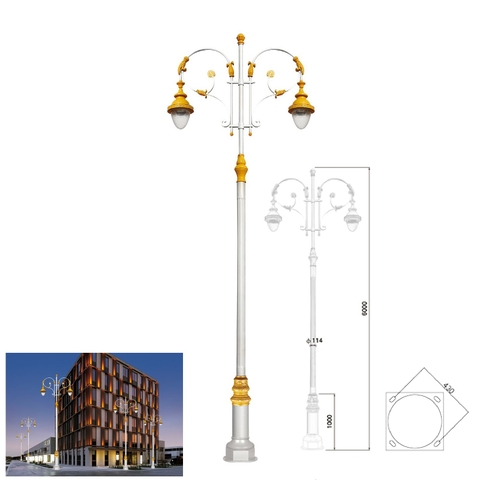 Cột 3 Đèn Sân Vườn Tân Cổ Điển Đúc Tinh Xảo ZSV_TYD-0601 ZALAA OEM Chiếu Sáng Dự Án