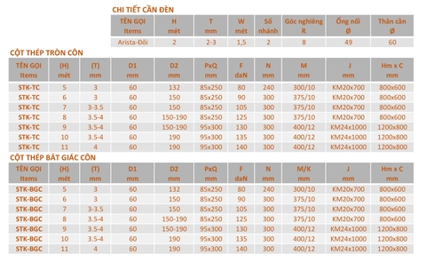 Cột Đèn Cao Áp Arista Cần Đôi 2 Bóng ZCD.Arista2 ZALAA | Chiếu Sáng Đường Phố