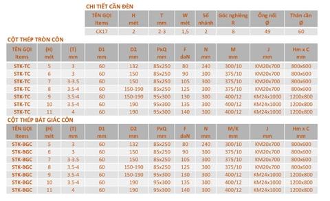 Cột Đèn Cao Áp Chiếu Sáng Đường Phố | Cần Đèn Đôi ZCD.CK17
