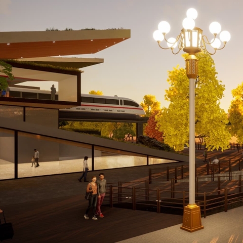 Cột Đèn Công Viên ZALAA Sản Xuất Theo Yêu Cầu ZCV-H8000xD2800 x8 Tay Đèn Cầu D400