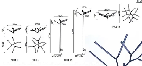 Cột Đèn LED Tree Lights Chiếu Sáng Đường Phố, Công Viên Kiểu Dáng Cành Cây ZCV ZALAA