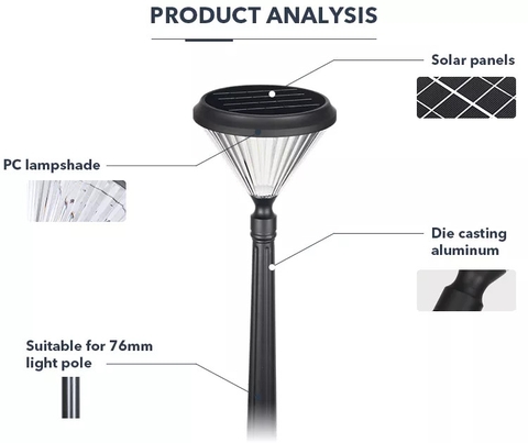 Cột Đèn Năng Lượng Mặt Trời ZALAA cao từ 1m-2m ZG-GGD4505-1-4,5W Chiếu sáng cảnh quan ngoài trời