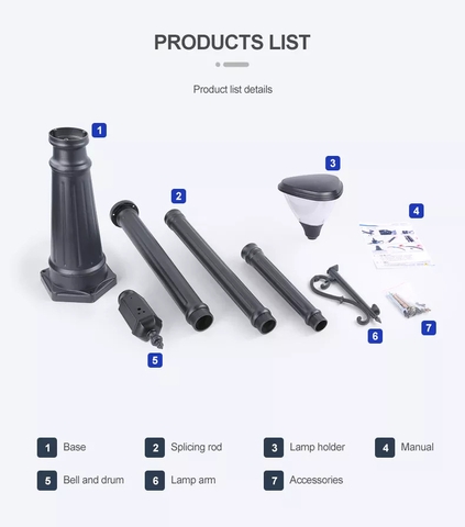 Cột Đèn Năng Lượng Mặt Trời ZALAA cao từ 1m-2m5 ZG-GGD0203-1-4.5W chiếu sáng cảnh quan ngoài trời