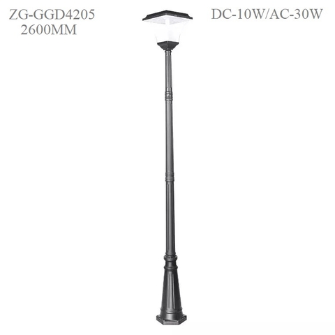 Cột Đèn Năng Lượng Mặt Trời ZG-GGD4205-10W ZALAA cao từ 1m-2m6 chiếu sáng cảnh quan ngoài trời