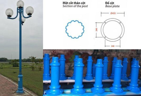 Đế Cột Nouvo - Chân Đế Cột Đèn Nhôm Gang Thép Bền Bỉ Chịu Lực Cao