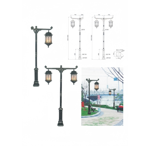 Cột Đèn Sân Vườn 1 Bóng Cổ Điển Cho Biệt Phủ, Nhà Thờ, Đền Chùa Đình | ZSV-GLP EU002-1 ZALAA