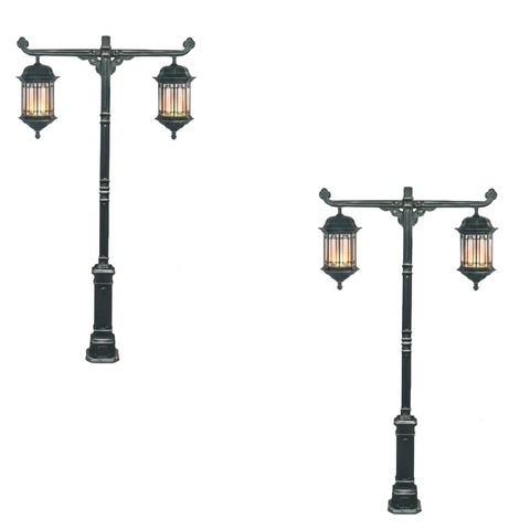 Cột Đèn Sân Vườn 2 Bóng Cổ Điển Cho Biệt Phủ, Nhà Thờ, Đền Chùa Đình | ZSV-GLP EU002-2 ZALAA
