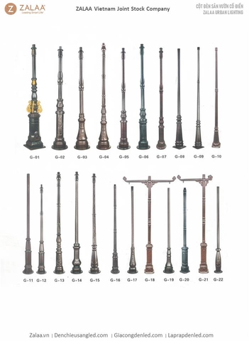 Cột Đèn Sân Vườn 1 Bóng Cổ Điển Cho Biệt Phủ, Nhà Thờ, Đền Chùa Đình | ZSV-GLP EU002-1 ZALAA