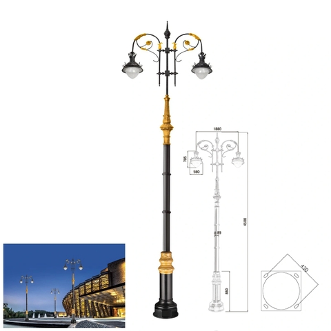 Cột Đèn Sân Vườn Nữ Hoàng Châu Âu 2 Bóng Tân Cổ Điển Đúc Tinh Xảo ZSV_TYD-0901 ZALAA OEM Lighting For Project