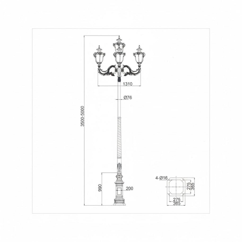 Cột Đèn Sân Vườn Tân Cổ Điển 5 Bóng Thân Xoắn Phong Cách Châu Âu | ZSV-GLP EU006 ZALAA