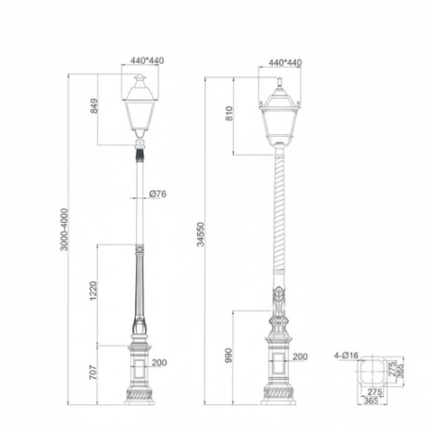 Cột Đèn Sân Vườn Tân Cổ Điển Kiểu Dáng Châu Âu 1 Bóng | ZSV-GLP EU001 - Garden Light Pole Style European Neo Classical