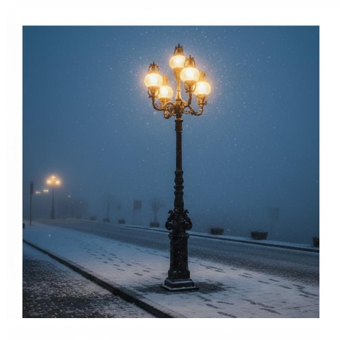 Cột Đèn Sân Vườn Thân Đúc Cổ Điển - Tay Chùm 5 Bóng Hoa Văn Tinh Xảo | ZSV-GLP Z27