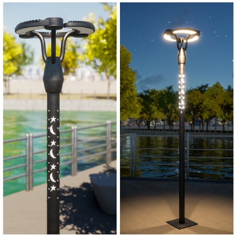 Cột Đèn LED Trang Trí Cảnh Quan Công Viên Sân Vườn Hiện Đại 60W chiều cao từ 5M ZCV-H500-60W