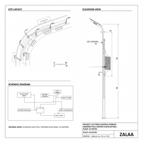 Cột Đèn Thông Minh Zalaa Dành Cho Dự Án Hướng Smart City | ZSP OEM 01
