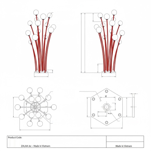 Cột Đèn Trang Trí Cảnh Quan Quả Cầu Nghệ Thuật ZALAA LED Art Lights | ZCV-ART 002
