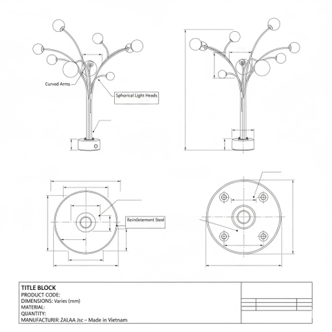 Cột Đèn Trang Trí Cảnh Quan Sân Vườn Công Viên Kiểu Dáng Cụm Quả Cầu Nghệ Thuật ZALAA LED Art Lights | ZCV-ART 003