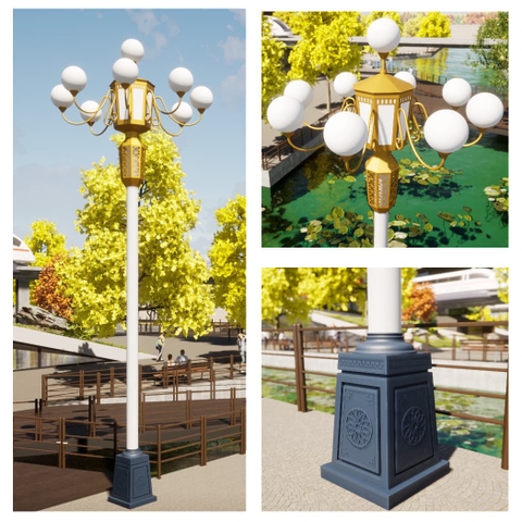 Cột Đèn Trang Trí Chiếu Sáng 8 Bóng D400 Đẹp Lạ ZCV-H8000xD2800 ZALAA