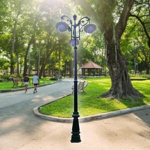 Cột Đèn Trang Trí Sân Vườn Chùm 3 Bóng - Mã sản phẩm ZCSV-VIN-3