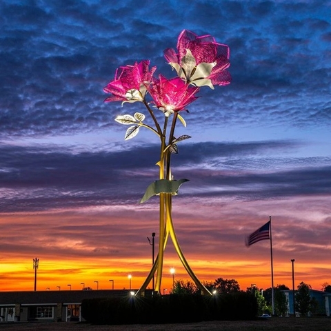 Cột Đèn ZALAA Kiểu Bông Hoa Hồng Trang Trí Nghệ Thuật Chiếu Sáng Cho Dự Án Công Viên Ánh Sáng