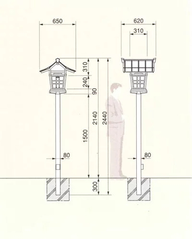 Cột Trang Trí Sân Vườn Có Đầu Đèn Kiểu Dáng Nhà Nhật Bản Trang Trí Cảnh Quan Đền Chùa Nhà Thờ