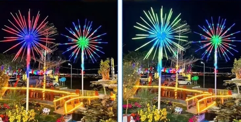 Đầu đèn LED trang trí kiểu Đài Phun Nước hiệu ứng RGB đổi màu 400W với 35 đầu ống dài H2000 D2800