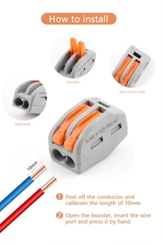 Cút Nối Dây Điện Nhanh, An Toàn cho các dự án thiết bị chiếu sáng ngoài trời, chống nước - Linh Kiện đèn led Zalaa