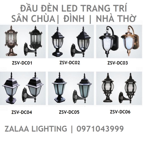 Cột Đèn Sân Vườn 1 Bóng chiếu sáng và trang trí cảnh quan cao từ 2m-5m ZALAA