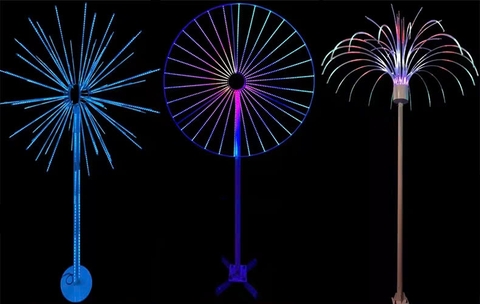 Đầu đèn LED Pháo Hoa hiệu ứng Xoay Tròn đổi màu RGB 250W 30 đầu ống H1300 D1800 Zalaa ZCSV-PH-11