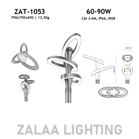 Đầu Cột Đèn Chiếu Sáng Công Viên Kiểu Dáng Hiện Đại ZAT-1053 60-90W, H3-6m ZALAA  Hướng Smart City