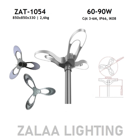 Đầu Cột Đèn Chiếu Sáng Công Viên Kiểu Dáng Hiện Đại ZAT-1054 60-90W, H3-6m ZALAA  Hướng Smart City