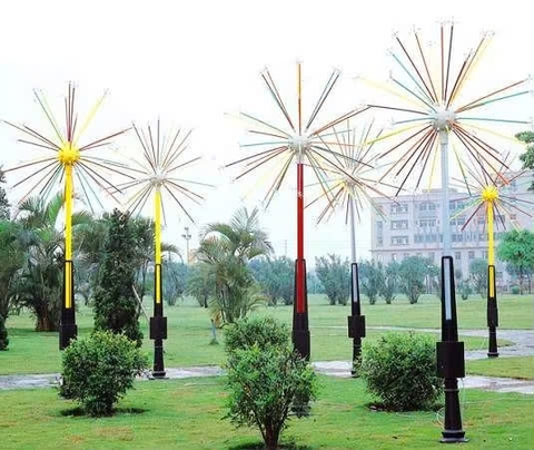 Đầu đèn trang trí kiểu LED Pháo Hoa đổi màu RGB 800W 36 đầu ống H2500 D4000 | cho Cột cao từ 6met