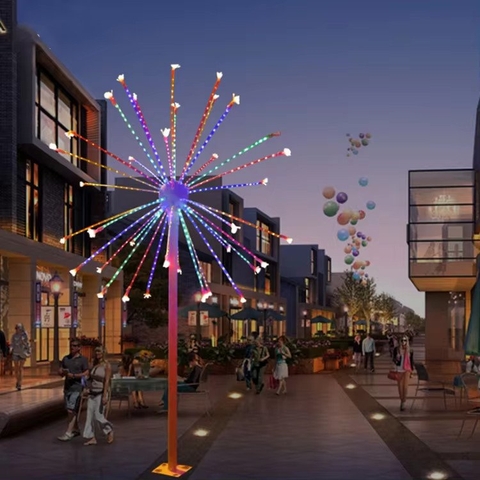 Đầu đèn LED trang trí kiểu Pháo Hoa đổi màu RGB 300W 36 đầu ống H1500 D2500 |  cho Cột cao từ 3met