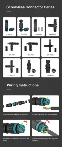 Đầu Nối Điện Cút Điện 2 Đầu E-Weichat M20-3P Chia 2 3 4 PIN Chống nước, Ngoài trời IP68 - Linh kiện đèn led Zalaa