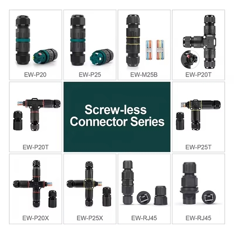 Đầu Nối Điện Cút Điện 2 Đầu E-Weichat M20-3P Chia 2 3 4 PIN Chống nước, Ngoài trời IP68 - Linh kiện đèn led Zalaa