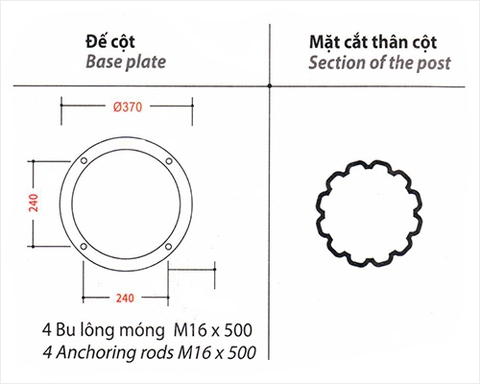 Đế Cột Pine - Chân Đế Cột Đèn Thép Gang Bền Bỉ Chịu Lực Cao
