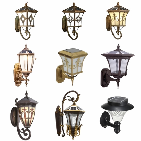 Đèn Hắt Tường Hoa Văn Cổ Điển Châu Âu Solar Garden Wall Light