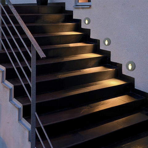 Đèn LED Âm Cầu Thang Mặt Nhôm Tròn - Dẫn Đường Đi Nội Thất