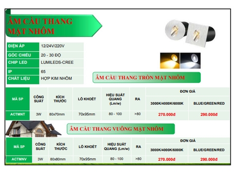 Đèn LED Âm Cầu Thang Mặt Nhôm Tròn - Dẫn Đường Đi Nội Thất