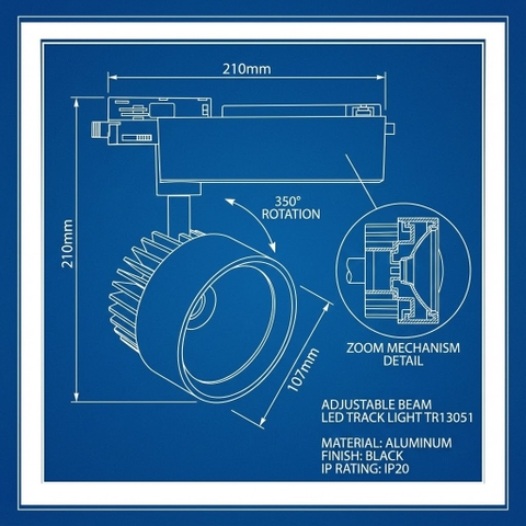 Đèn Rọi Ray LED Zoom TR13051 20W-50W | Báo Giá ZALAA OEM/ODM Theo Yêu Cầu