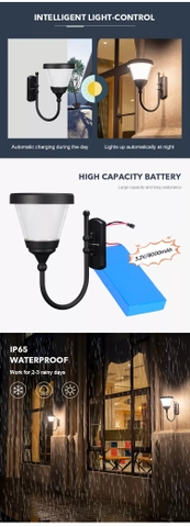 Đèn Gắn Cửa Cột Ngoài Trời Năng Lượng Mặt Trời ZG-BD2106-1 ZALAA Garden Lights