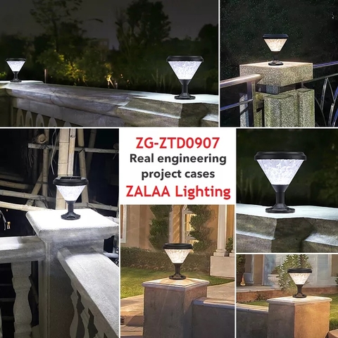 Đèn Gắn Trụ Cổng Tường Rào Ngoài Trời sử dụng Năng Lượng Mặt Trời chiếu sáng Zalaa ZG-ZTD9007