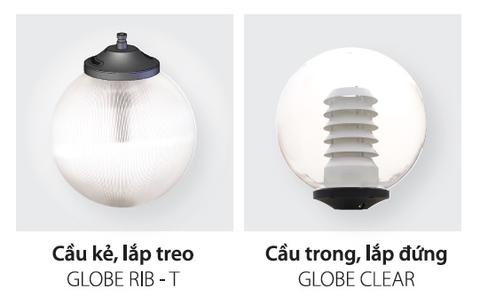 BÓNG ĐÈN GLOBE - Đầu Đèn Trang Trí Công Viên /Cảnh Quan Sân Vườn cho cột từ 3-10m