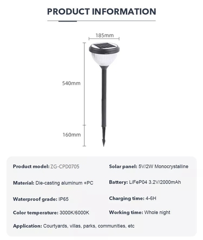 Đèn LED Cắm Đất Chiếu Sáng Bãi Cỏ Năng Lượng Mặt Trời 2023 ZALAA ZG-CPD0705